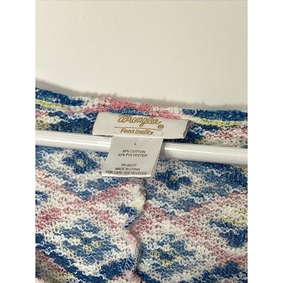 Wrangler Womens Pink/blue/yellow Aztec Lacey 3/4 Sleeve Top Split Tail - Picture 4 of 5